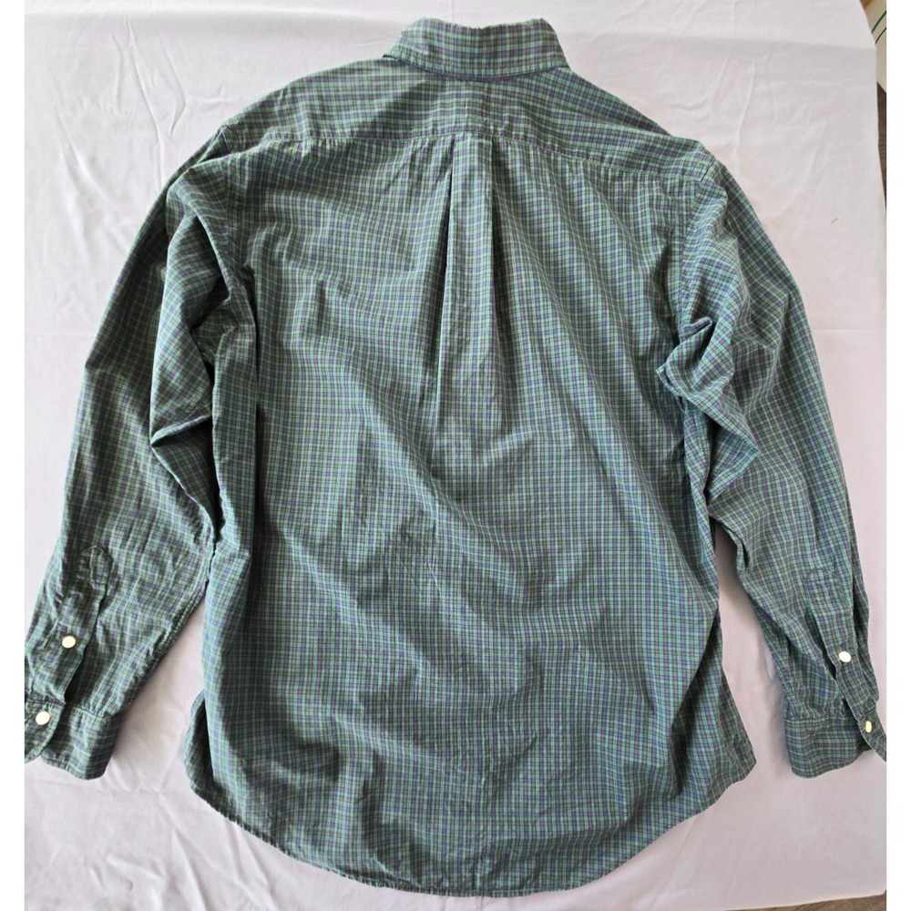 Vintage Polo Ralph Lauren Green Checker Plaid Button Up Shirt M Sz L Y2K Preppy - Picture 12 of 16